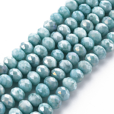 Opaque Baking Painted Glass Beads Strands EGLA-N006-010A-B05-1