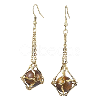 304 Stainless Steel Macrame Pouch Empty Stone Holder Dangle Earring Findings EJEW-JE05811-01-1