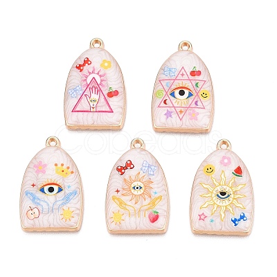 Printed Rack Plating Alloy Enamel Pendants ENAM-T020-03F-1