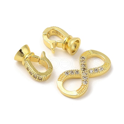 Rack Plating Brass Micro Pave Cubic Zirconia Fold Over Clasps KK-K377-12-1