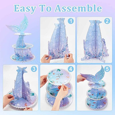 3-Tier Paper Cake Display Stand AJEW-WH0413-64-1