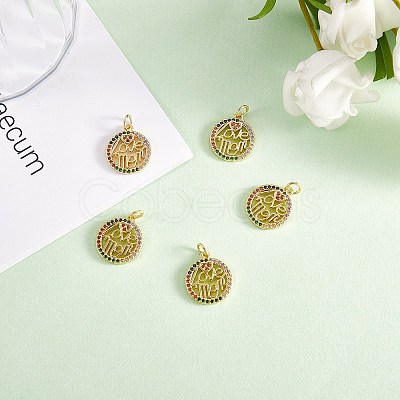 5Pcs Brass Micro Pave Colorful Cubic Zirconia Pendants ZIRC-SZ0003-25-1