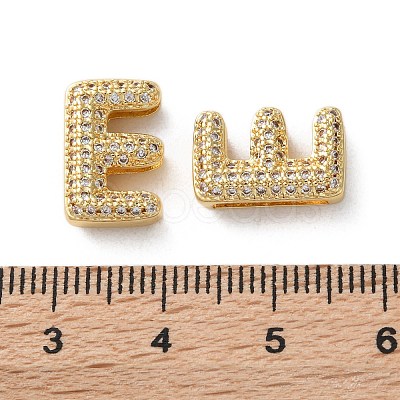 Rack Plating Brass Micro Pave Cubic Zirconia Slide Charms KK-C084-34G-E-1