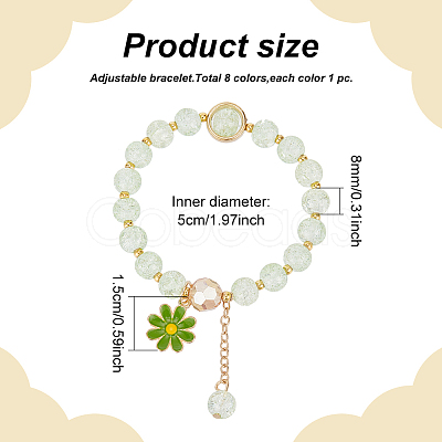 ANATTASOUL 8Pcs 8 Colors Glass Round Beaded Stretch Bracelets Set BJEW-AN0001-75-1