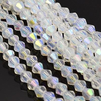 Faceted Bicone Electroplate Glass Beads Strands X-EGLA-P016-3mm-AB02-1