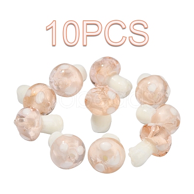 10Pcs Mushroom Handmade Lampwork Beads LAMP-YW0001-08C-1