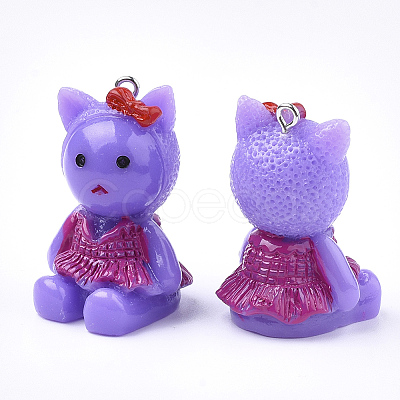 Resin Kitten Pendants X-RESI-T021-01-1