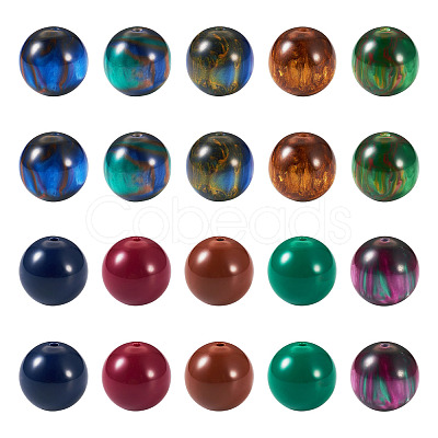 Beadthoven 50Pcs 10 Styles Opaque Resin Beads RESI-BT0001-31-1