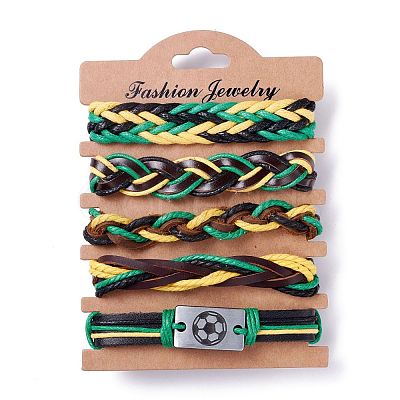 Leather Cord Bracelets Set for Men Women BJEW-C005-02D-1