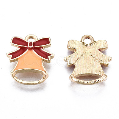 Light Gold Plated Alloy Enamel Pendants ENAM-T009-80B-RS-1