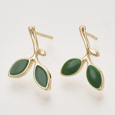 Brass Enamel Stud Earring Findings KK-T050-63G-NF-1