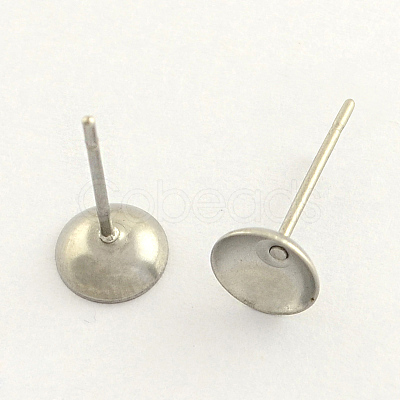 Non-Tarnish 304 Stainless Steel Post Stud Earring Findings X-STAS-R063-50-1