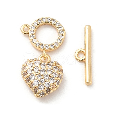 Brass Micro Pave Clear Cubic Zirconia Toggle Clasps KK-F860-59G-1