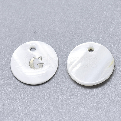 Natural White Shell Mother of Pearl Shell Charms SSHEL-N036-053G-1