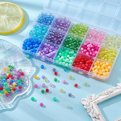 870Pcs 15 Colors  Acrylic Beads MACR-YW0002-53-1