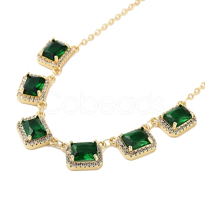 Rack Plating Brass Micro Pave Cubic Zirconia Necklaces NJEW-M215-02G-04-1