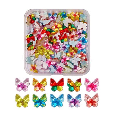 100Pcs 10 Colors Transparent Flat Back Resin Rhinestone Cabochons CRES-SZ0001-04-1