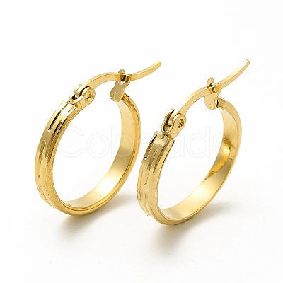 201 Stainless Steel Stripe Hoop Earrings with 304 Stainless Steel Pins for Women EJEW-M214-05B-G-1