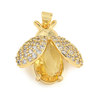 Rack Plating Brass Micro Pave Clear Cubic Zirconia Pendants ZIRC-L100-150G-1