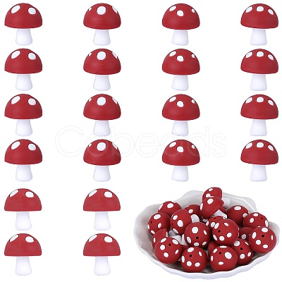 20Pcs Mushroom Silicone Focal Beads JX901B-1