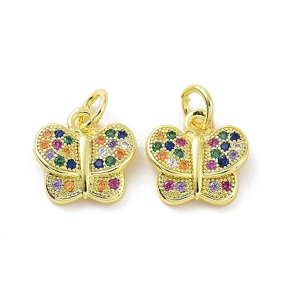 Brass Micro Pave Colorful Cubic Zirconia Charms KK-E068-VF092-1