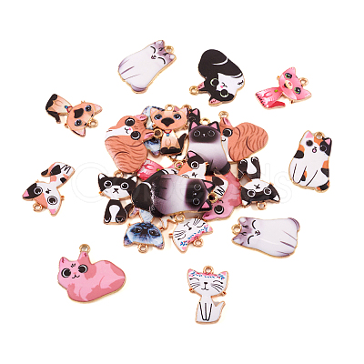 24Pcs 12 Style Printed Alloy Pendants FIND-TA0003-44-1