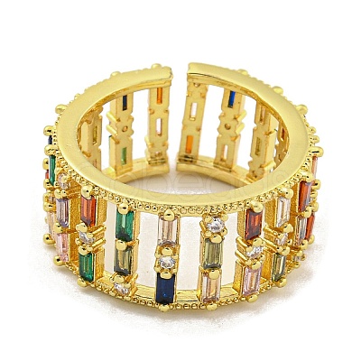 Brass Micro Pave Cubic Zirconia Cuff Rings RJEW-L113-008G-1