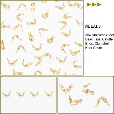 Nbeads 300Pcs 304 Stainless Steel Bead Tips STAS-NB0001-40-1