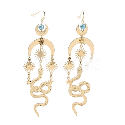 Alloy Moon Sun with Snake Chandelier Earrings EJEW-B015-07-1