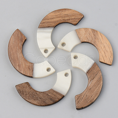 Opaque Resin & Walnut Wood Pendants RESI-S389-007A-C04-1