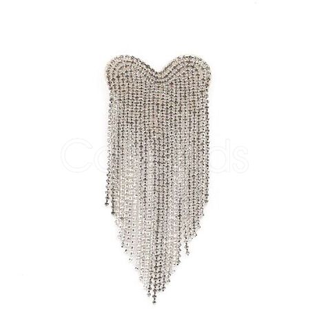 Heart with Tassel Glitter Hotfix Rhinestone DIY-WH0301-05-1