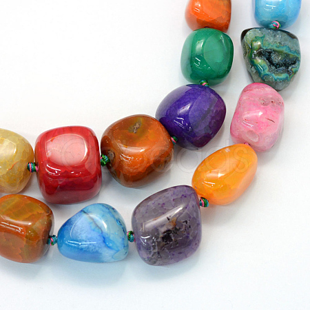 Nuggets Natural Dyed Agate Graduated Beads Strands G-L456-03E-1