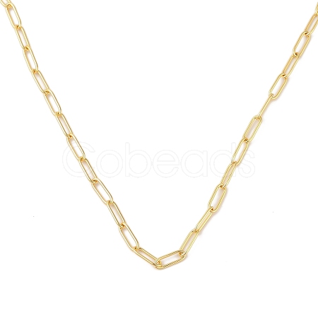 Rack Plating Brass Paperclip Chain Necklaces NJEW-Q348-01G-1