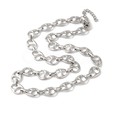 Non-Tarnish 304 Stainless Steel Teardrop Links Necklace for Women NJEW-B107-06P-1