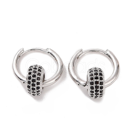 Cubic Zirconia Flat Round Beaded Hoop Earrings EJEW-P225-04P-01-1