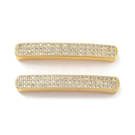 Rack Plating Brass Micro Pave Clear Cubic Zirconia Beads KK-C063-21G-1