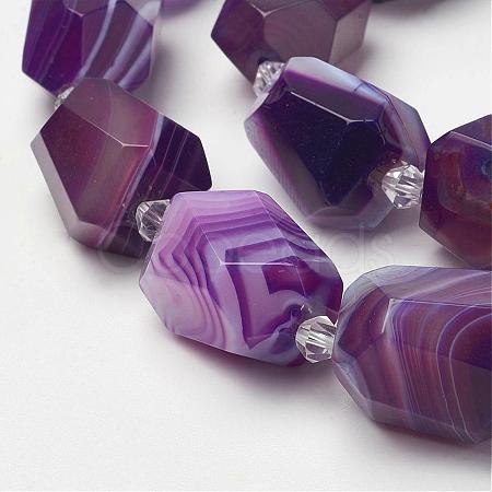 Natural Striped Agate/Banded Agate Beads Strands G-P241-03-1