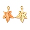 304 Stainless Steel Enamel Pendants, Real 18K Gold Plated, Maple Leaf Charm, Dark Orange, 22x15x2mm, Hole: 1.6mm