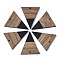 Resin & Walnut Wood Pendants, Triangle, Black, 37.5x31x3mm, Hole: 1.8mm