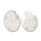 Carved Natural White Shell Cabochons, Oval, Creamy White, 19.5~20x15x2.5~3mm