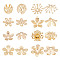 ARRICRAFT 48Pcs 8 Styles Brass Fancy Bead Caps, Flower, Real 24K Gold Plated, 7~15x6~13.5x0.5~3.5mm, Hole: 0.9~2mm, 6pcs/style