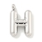 Non-Tarnish 304 Stainless Steel Pendants, Letter Charm, Stainless Steel Color, Letter H, 25.5x17x5.5mm, Hole: 3mm