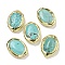 Rack Plating Brass Beads,  with Natural Howlite, Long-Lasting Plated, Dyed, Oval, 20~21x14~14.5x6mm, Hole: 0.8mm