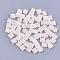 2-Hole Opaque Glass Seed Beads, Lustered, Rectangle, Antique White, 5x4.5~5.5x2~2.5mm, Hole: 0.5~0.8mm