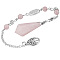 Natural Rose Quartz Pointed Dowsing Pendulums, Hexagon Prism, 225~240mm