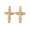 Ion Plating(IP) 304 Stainless Steel Pendants, Crucifix Cross Charm, Real 18K Gold Plated, 37x20x2mm, Hole: 2.8mm