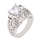 Alloy Rhinestone Wide Band Rings, Crystal, US Size 9(18.9mm)