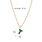 Cubic Zirconia Puzzle Pendant Necklaces, Stainless Steel Fashion Jewelry, Golden, Green, 17.72 inch(45cm)