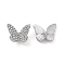 Alloy Crystal Rhinestone Pendants, Butterfly Charms, Platinum, 15.5x20x6mm, Hole: 1.6mm