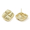 Brass Studs Earrings, Long-Lasting Plated, Lead Free & Cadmium Free, Rhombus, Real 18K Gold Plated, 24x24.5mm